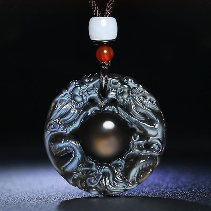 Natural Gold Sheen Obsidian Rainbow Obsidian Dragon Strength Necklace Pendant (Extra 35% Off | USE CODE: FS35)