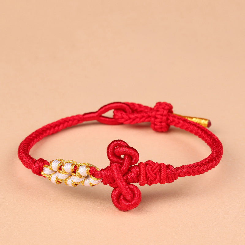 Hand-Braided Wenchang Endless Knot Red String Cord Bracelet