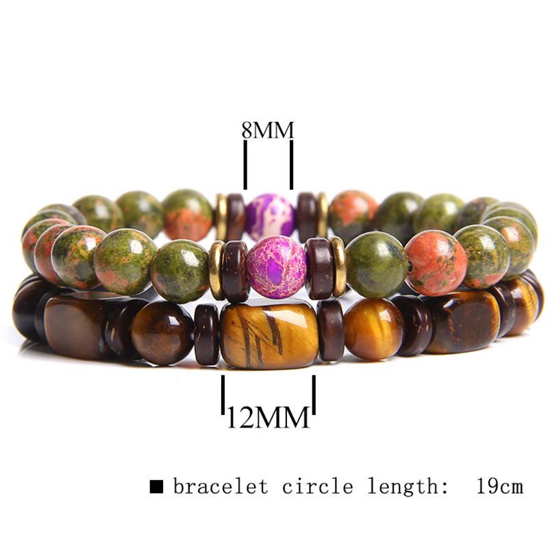 2PCS Healing Crystal Emperor Stone Tiger Eye Bead Bracelet