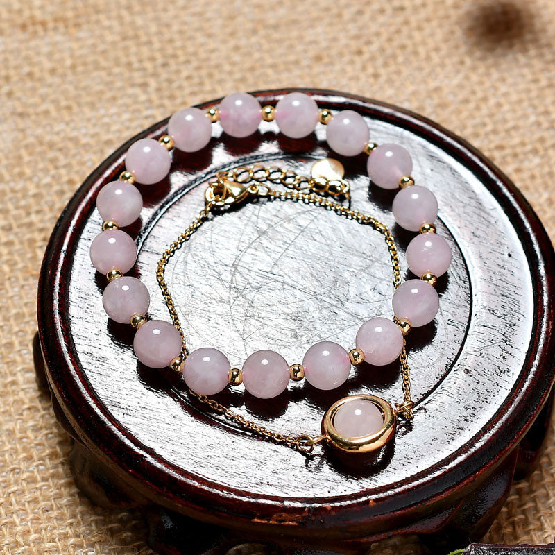 Sun Stone Strawberry Quartz Crystal Positive Bracelet