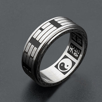 Rotatable Bagua Yin Yang Titanium Steel Balance Spinner Ring