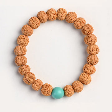 Tibetan Rudraksha Bracelet with Turquoise Accent
