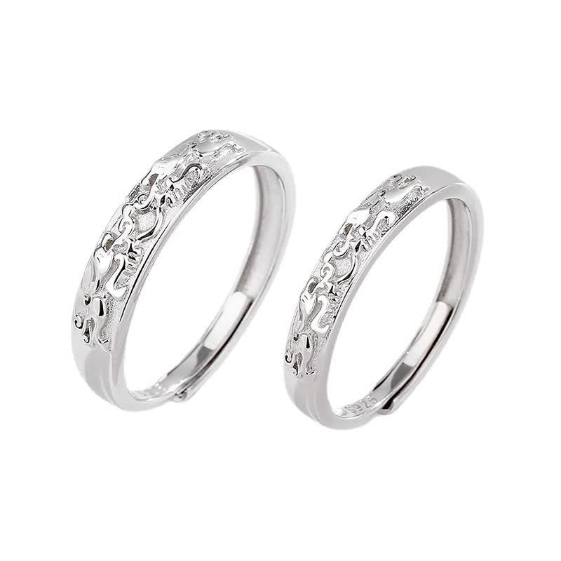 Hand-Finished 925 Sterling Silver Pixiu Adjustable Couple Ring