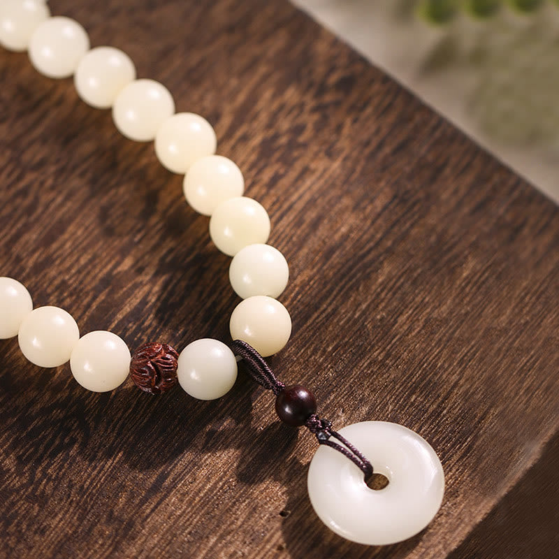 Bodhi Seed Green Sandalwood Lotus Peace Buckle Harmony Double Wrap Bracelet