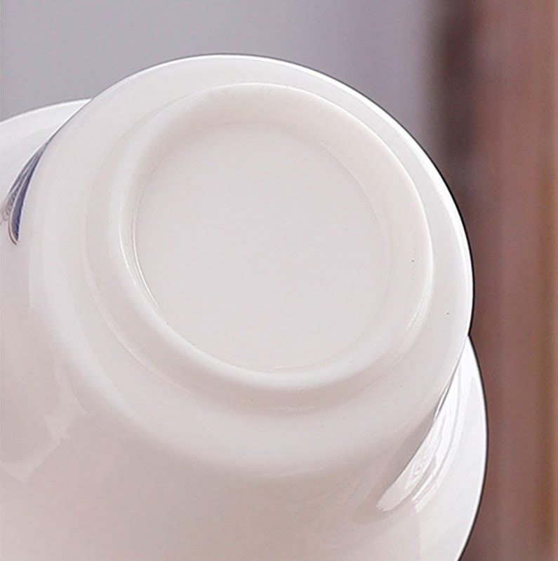 White Porcelain Mountain Landscape Countryside Ceramic Gaiwan Teacup Kung Fu Tea Cup And Saucer With Lid