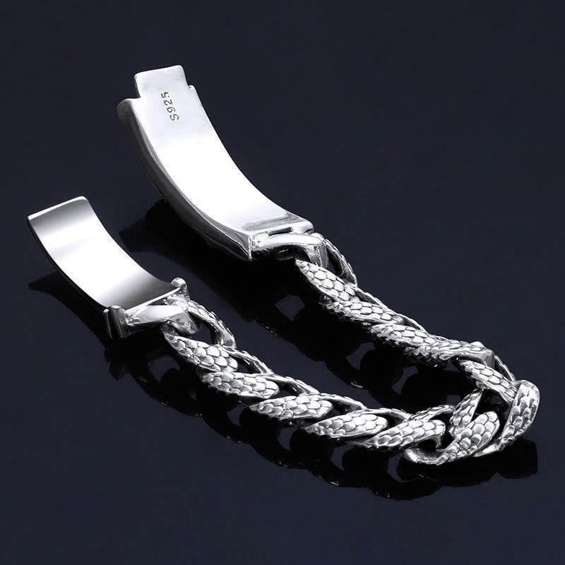Retro Dragon Scale Pattern Engraved Protection Bracelet