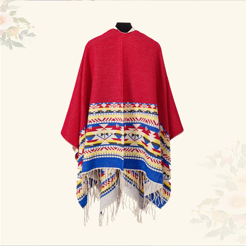 Tibetan Shawl Colorful Geometry Winter Cozy Travel Scarf Wrap
