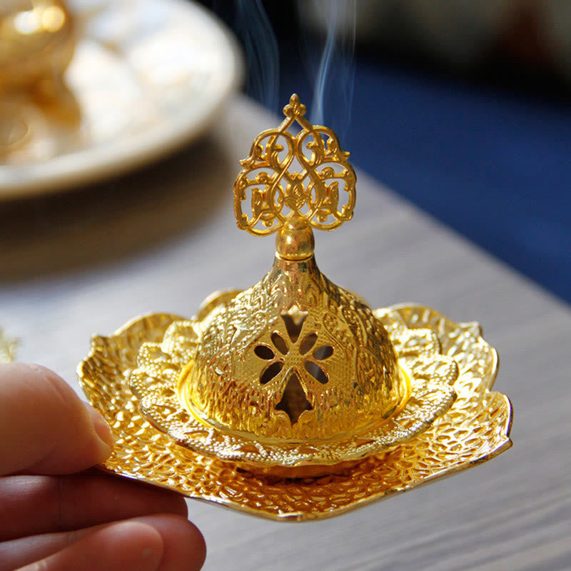 Leaf-Shaped Alloy Metal Mini Incense Burner & Ritual Coaster