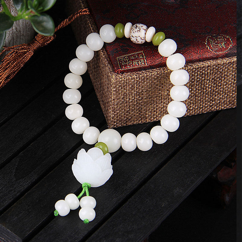 Lotus Natural White Bodhi Seed Luck Bracelet