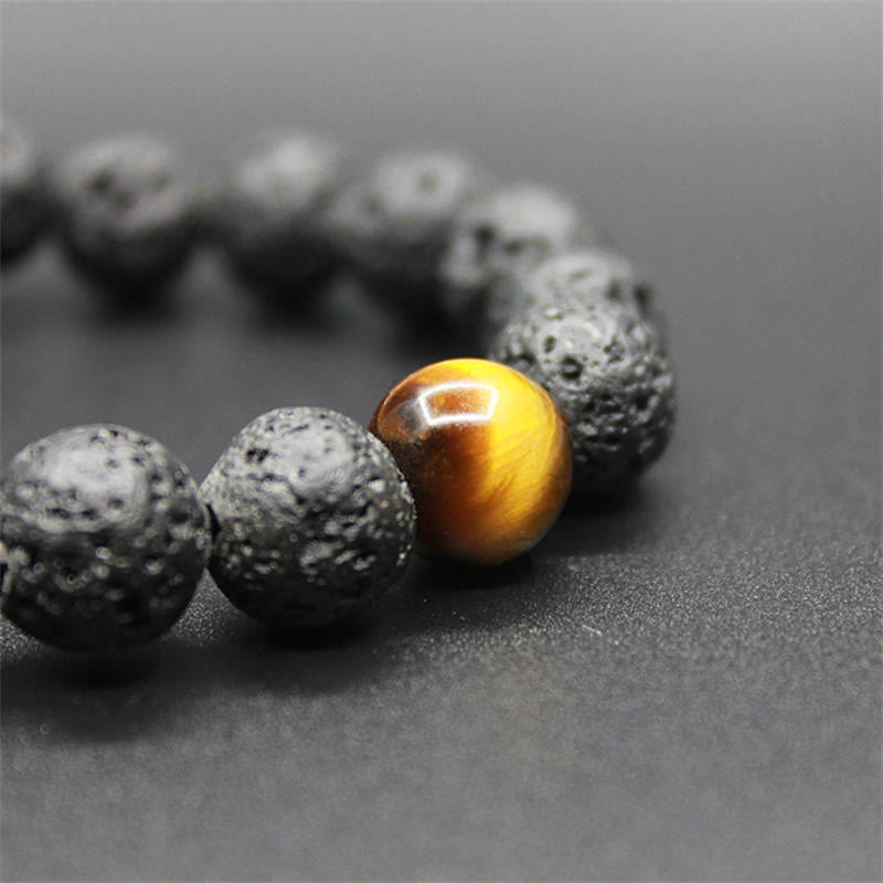 Lava Rock Tiger Eye Stone Peace Healing Bracelet