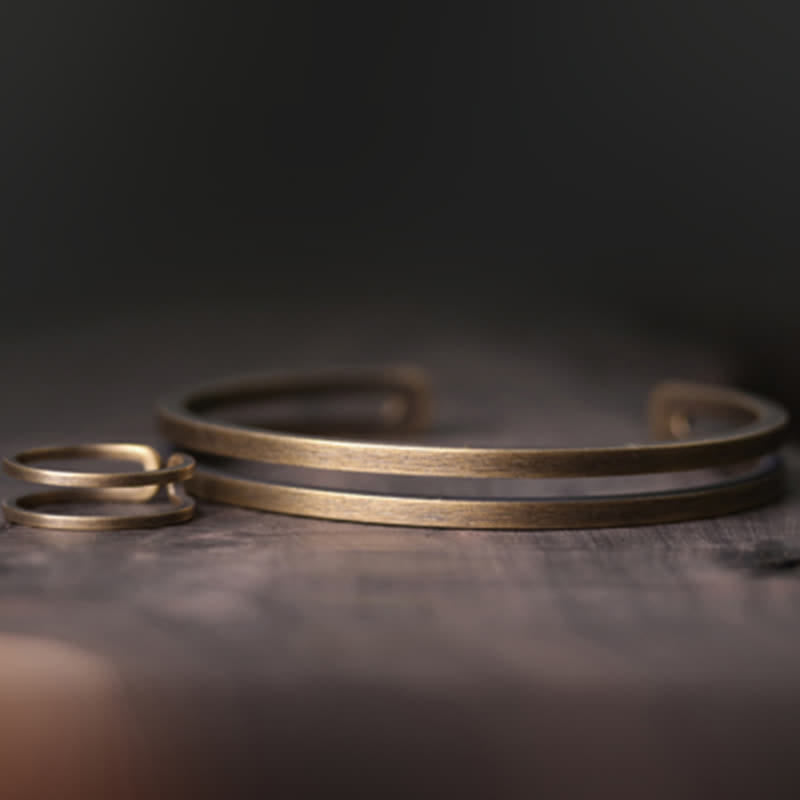 Rustic Copper Luck Viking Cuff Bracelet