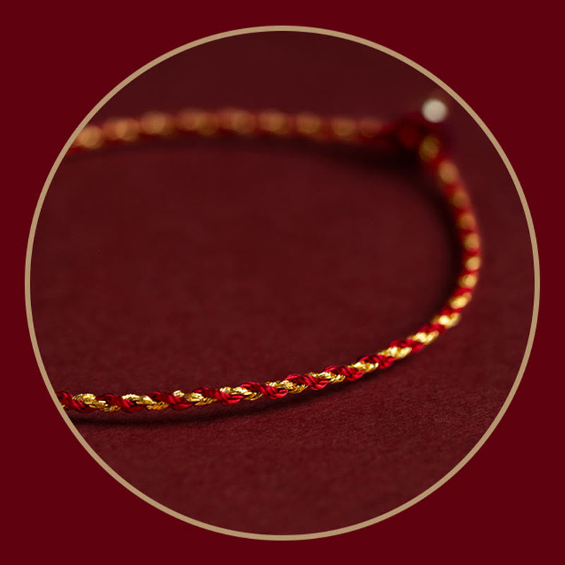 Handmade 14K Gold Plated Red String Vajra Knot Braided Rope Bracelet
