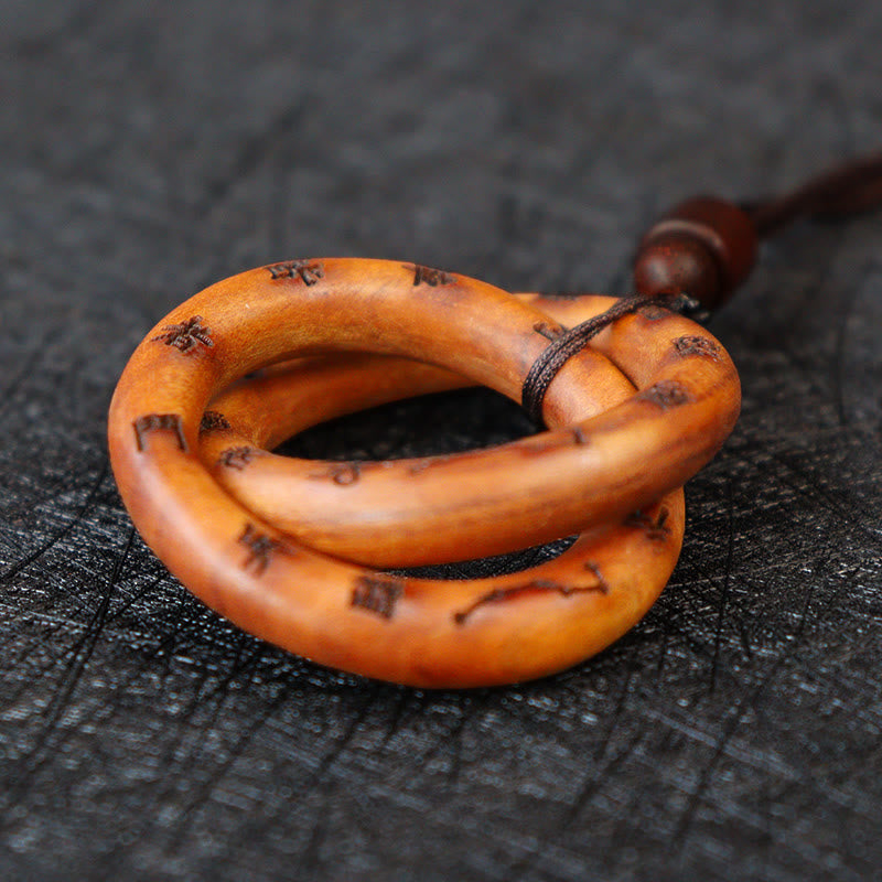 Lightning Struck Jujube Wood Taoist Yin Yang Ring Qiankun Circle Leizu Taboo Luck Necklace Pendant