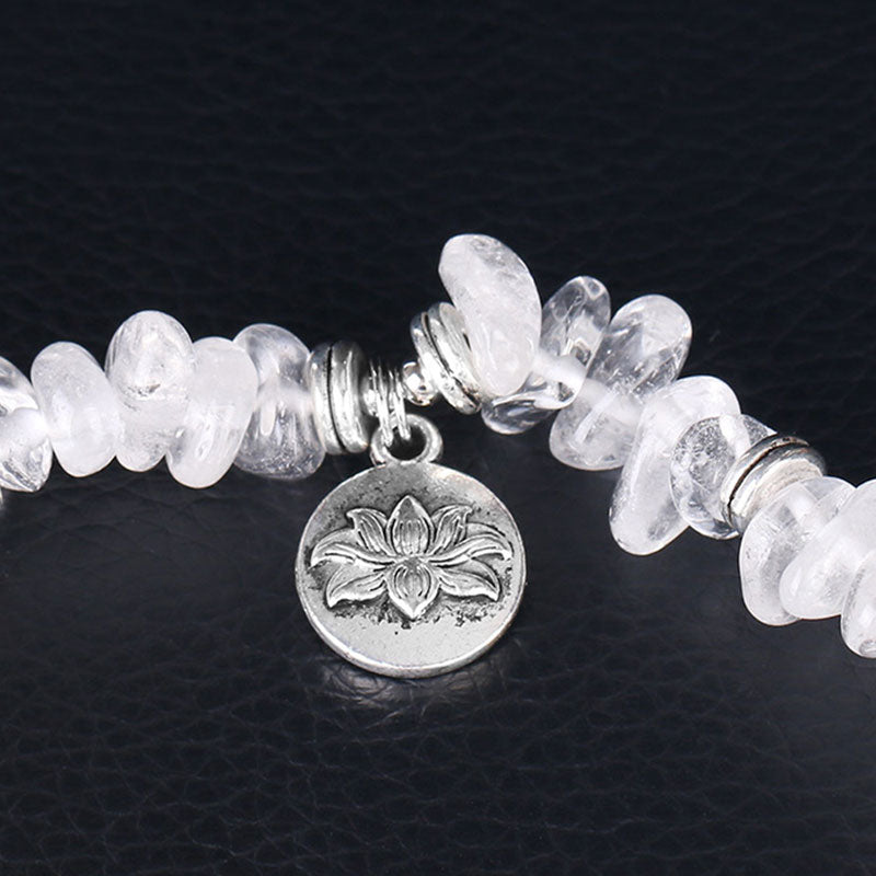 Natural White Crystal Lotus Healing Bracelet