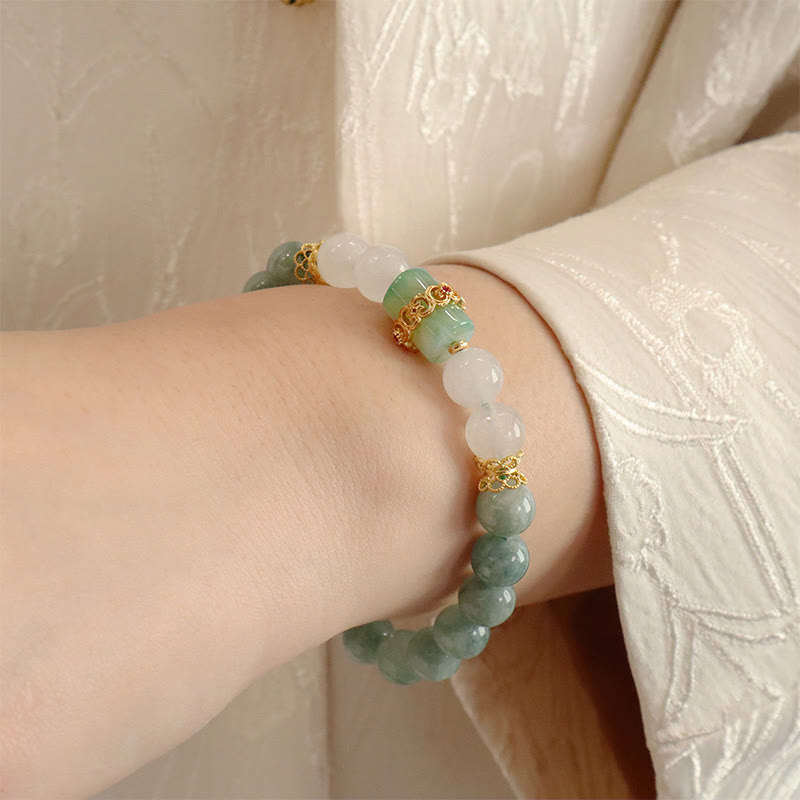 Single Double Layer Jade Peace Buckle Luck Bracelet