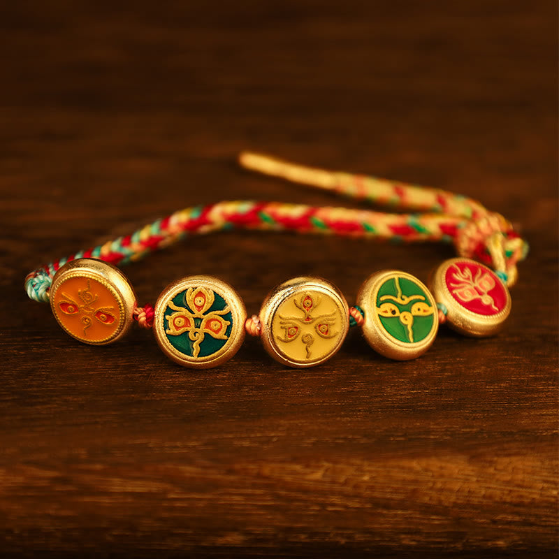 Tibetan Five God Of Wealth Colorful Rope Braided Luck Bracelet