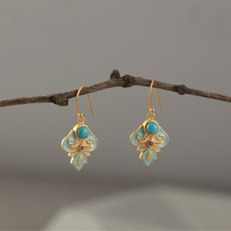 Vibrant Enamel Turquoise and Copper Drop Earrings for Mindful Presence