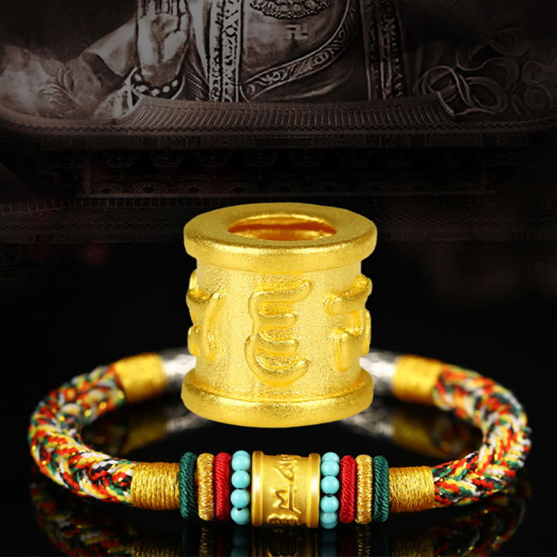 Tibet 999 Gold Om Mani Padme Hum Handmade Eight Thread Peace Knot Luck Bracelet