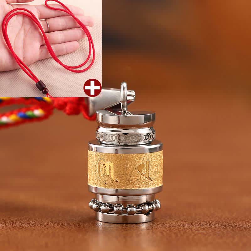 Tibet Om Mani Padme Hum Shurangama Mantra Titanium Steel Wisdom Amulet Necklace Pendant