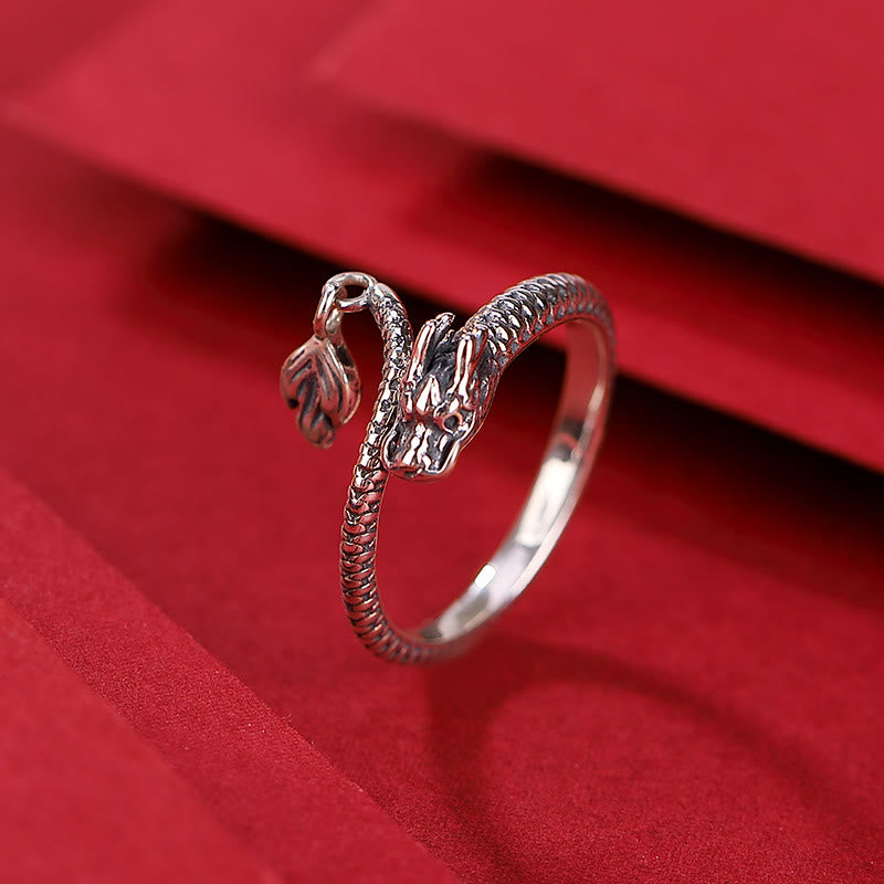 Vintage Sterling Silver Adjustable Dragon Motif Statement Ring