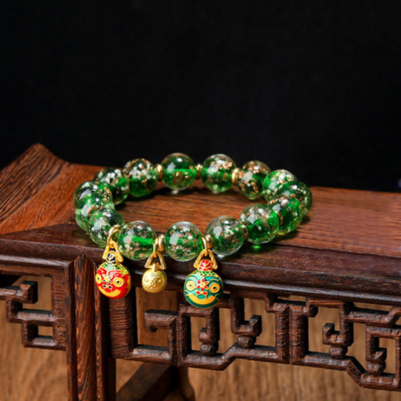 Handmade Luminous Liuli Glass Pixiu Gold Swallowing Beast Success Bracelet
