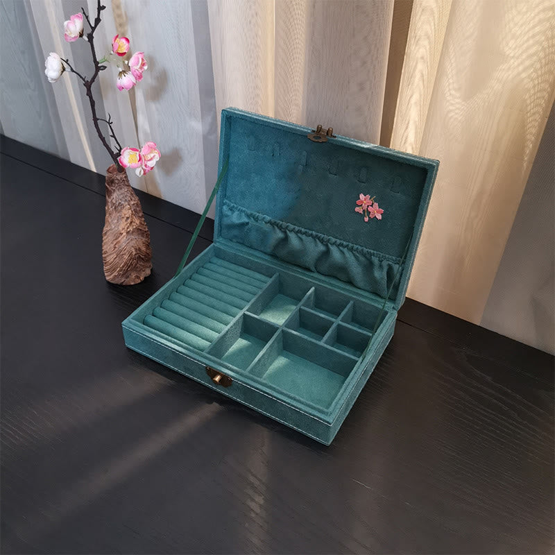 Floral & Dragonfly Flannel Single Layer Jewelry Organizer Box