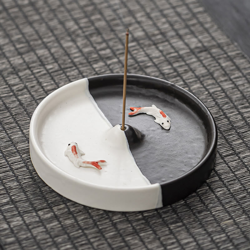 Hand-Painted Koi Fish Ceramic Stick Incense Burner