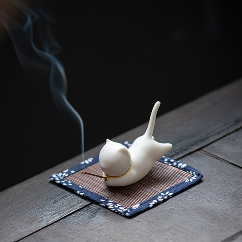 Handcrafted Ceramic Animal Figurine Incense Burner and Desktop Decoration