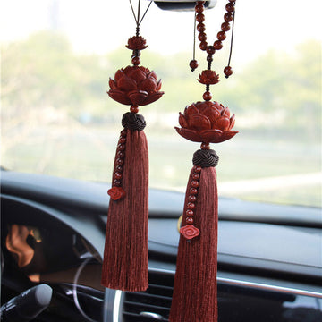 Tibetan Small Leaf Red Sandalwood Lotus Luck Protection Tassel Decoration (Extra 35% Off | USE CODE: FS35)