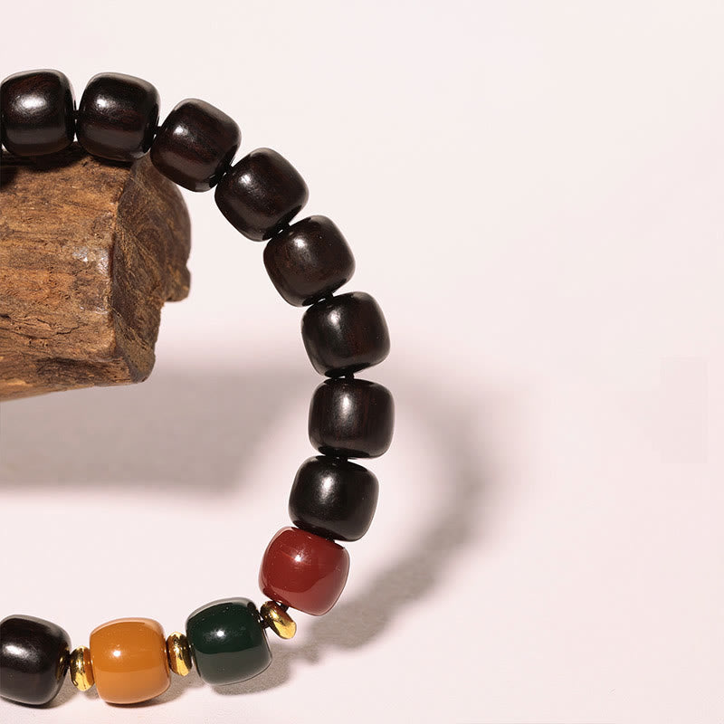 Handmade Natural Wood & Copper Beaded Meditation Bracelet