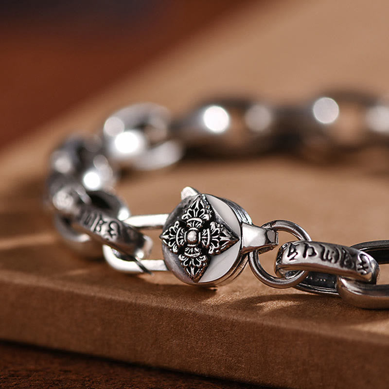 Engraved 925 Sterling Silver Om Mani Padme Hum Mantra Bracelet