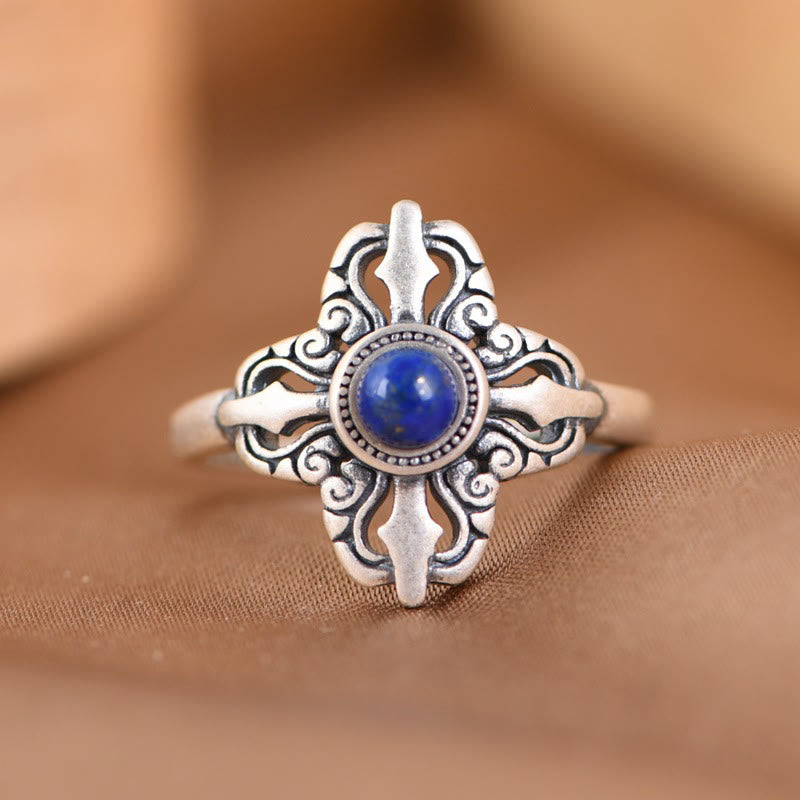 Tibet 925 Sterling Silver Natural Lapis Lazuli Adjustable Ring