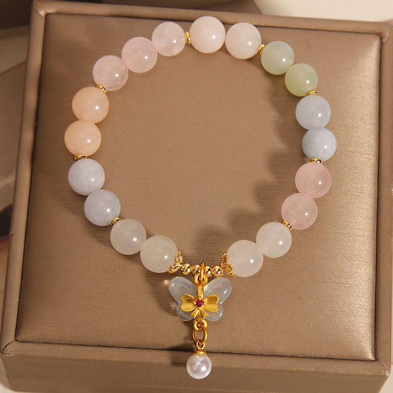 Natural Morganite Confidence Butterfly Charm Bracelet