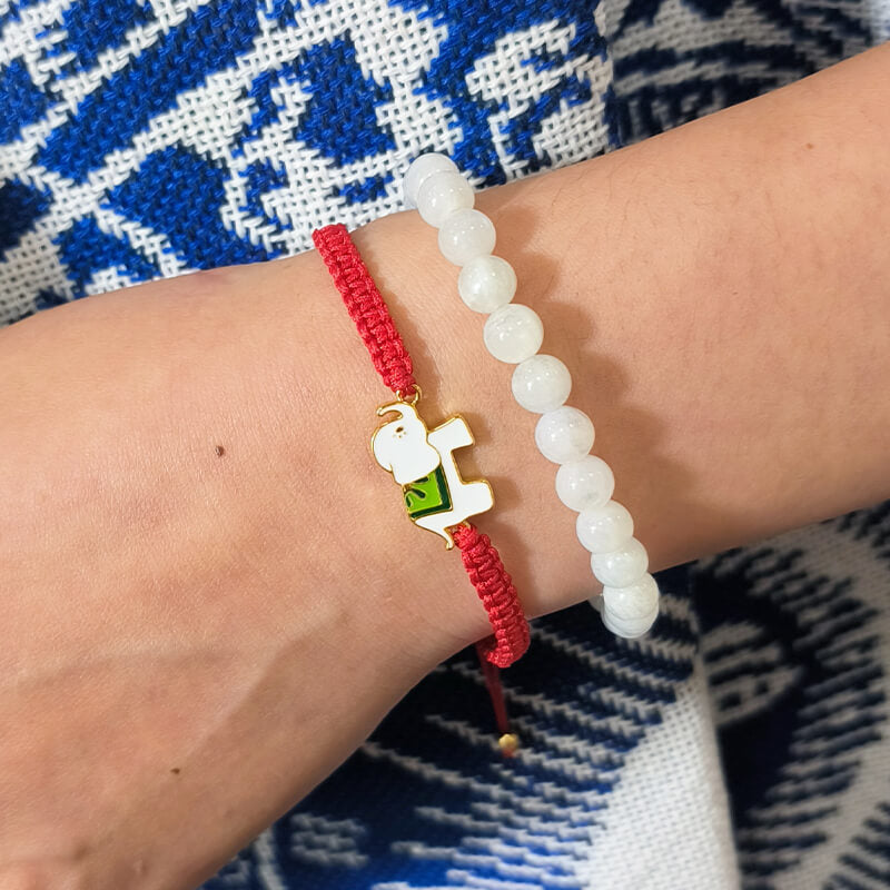 Handmade Gold Plated 925 Sterling Silver Elephant Red String Adjustable Bracelet
