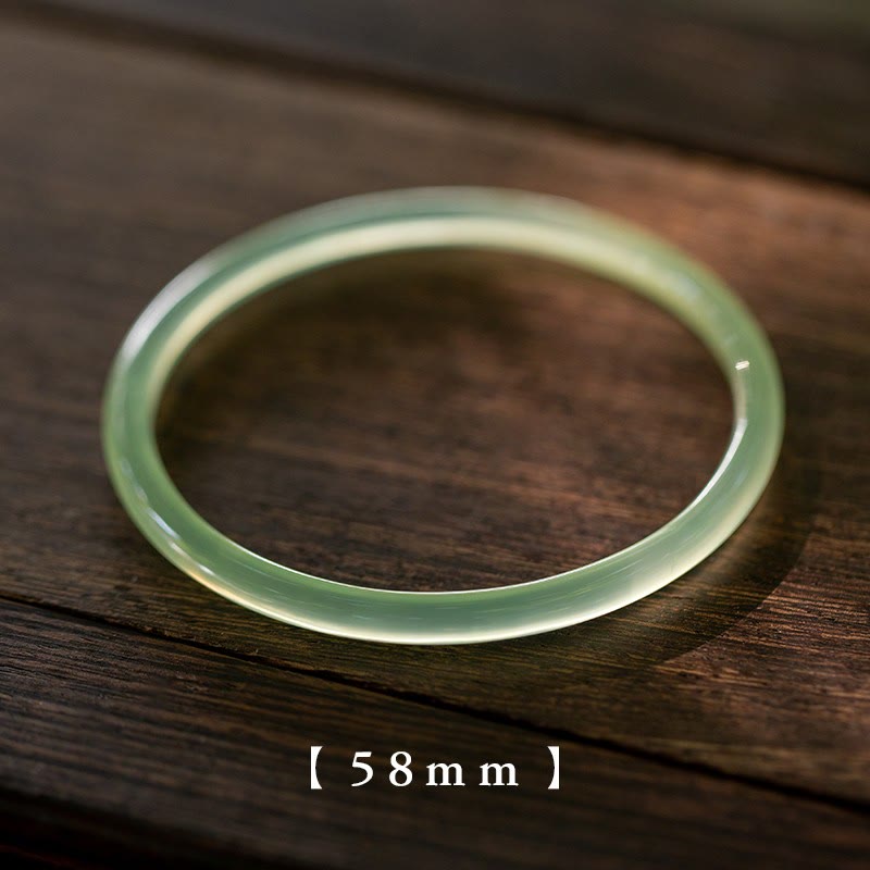 Natural Green Chalcedony Strength Courage Cuff Bangle Bracelet