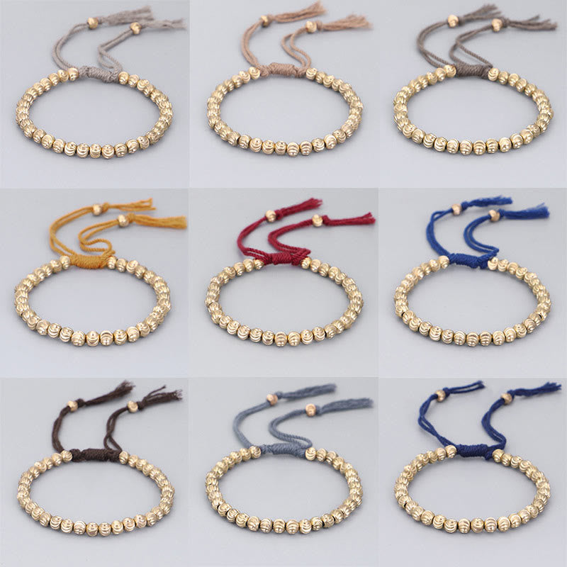 Tibetan Handmade Copper Bead Luck String Bracelet