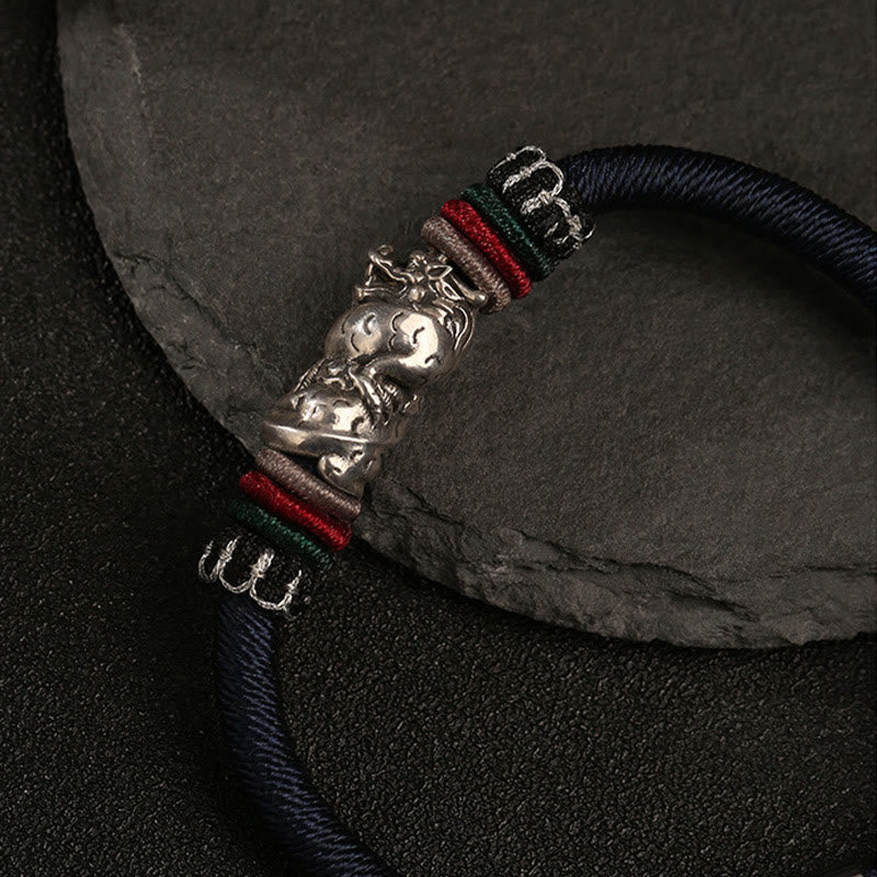 Handmade 925 Sterling Silver Year Of The Dragon Auspicious Dragon Luck Rope Bracelet