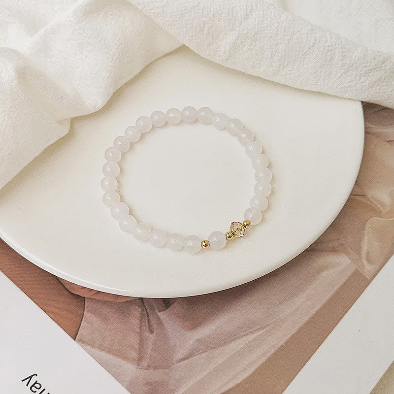 14K Gold Plated Copper Aquamarine White Crystal White Agate Blue Crystal Healing Bracelet