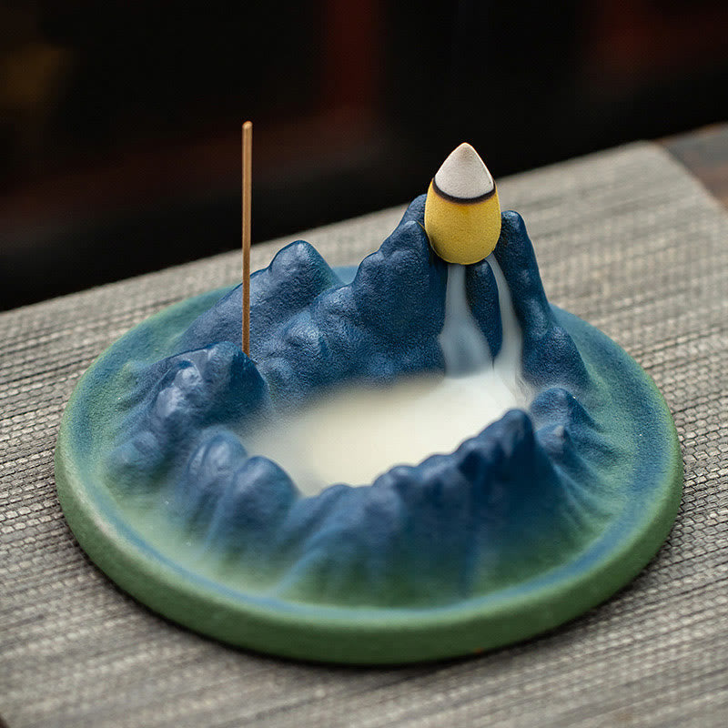 Sculpted Ceramic Backflow Mountain Incense Burner