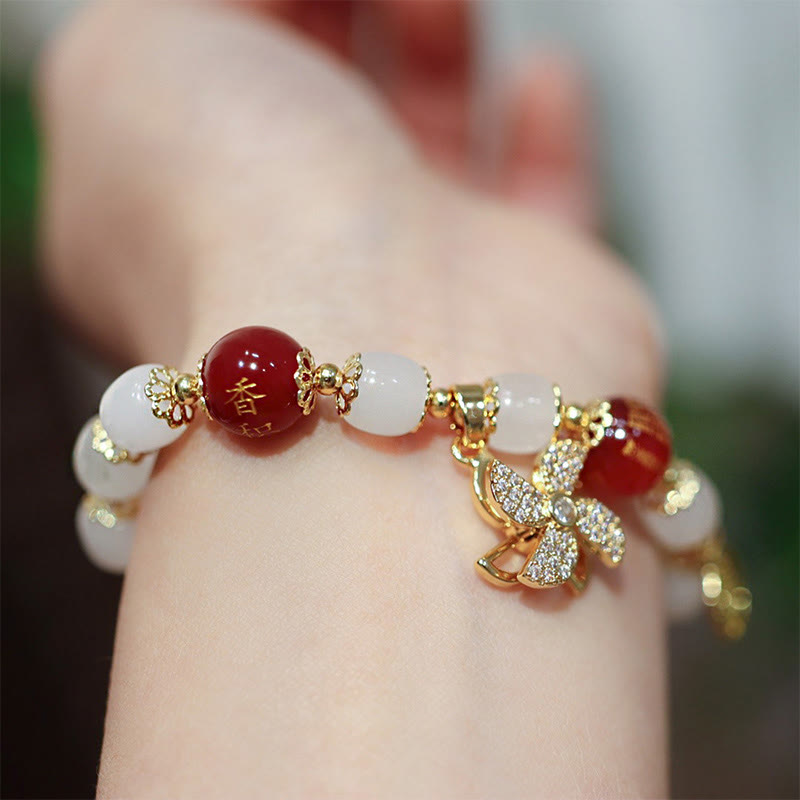 Windmill Chinese Lock Charm Fu Character Blessing Bracelet