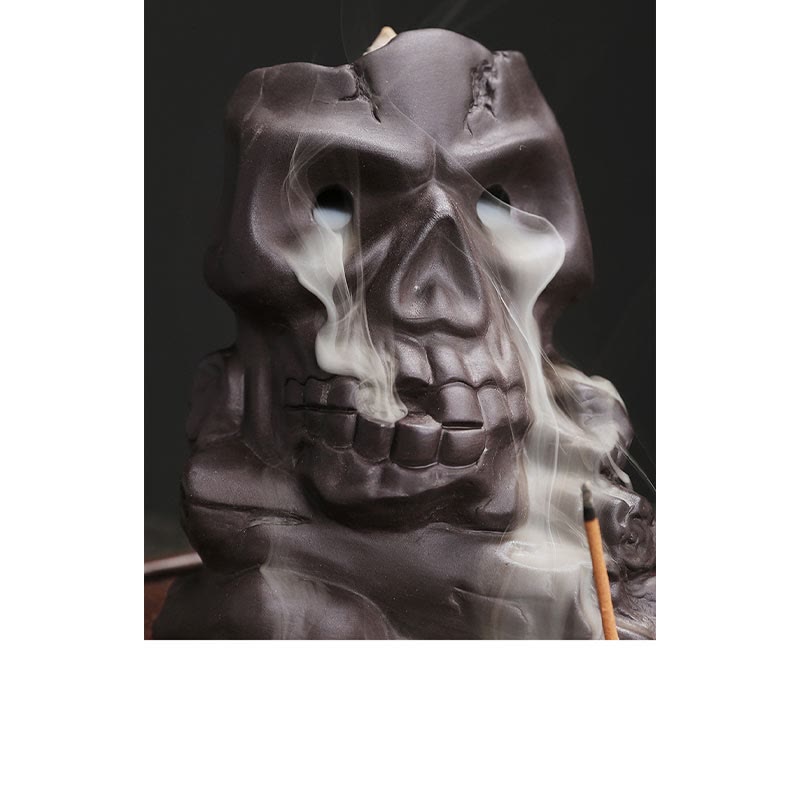 Artisan Purple Clay Kapala Skull Meditative Incense Burner