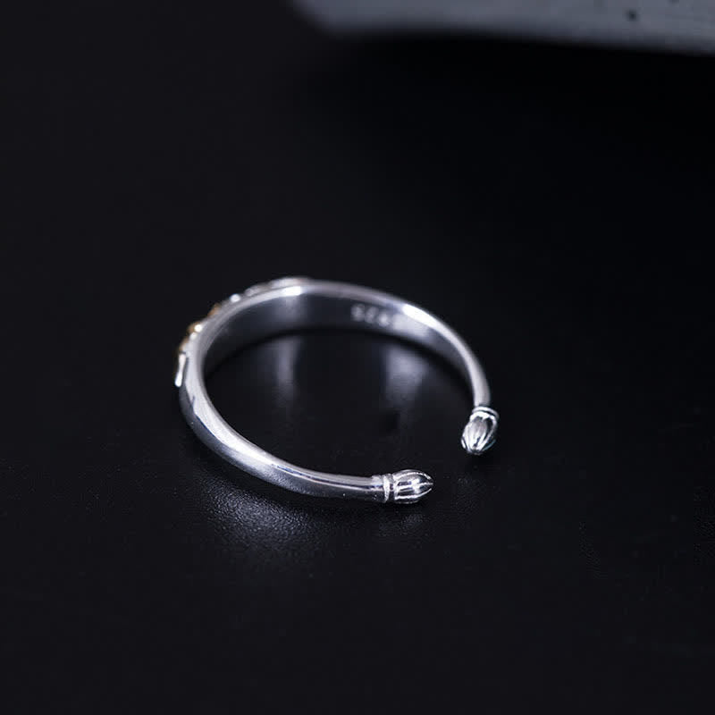 Handmade 925 Sterling Silver Lotus Flower Adjustable Ring