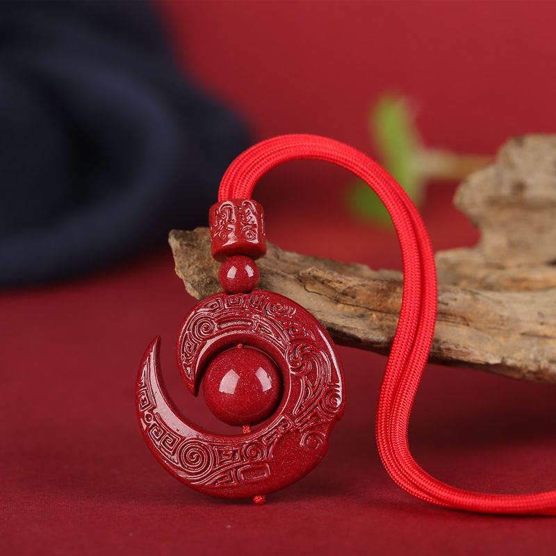 One's Luck Improves Design Patern Natural Cinnabar Concentration Necklace Pendant