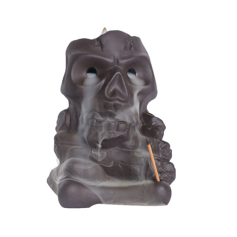 Artisan Purple Clay Kapala Skull Meditative Incense Burner