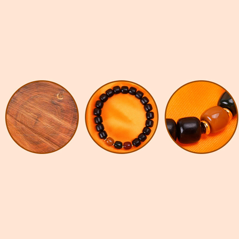 Handmade Natural Wood & Copper Beaded Meditation Bracelet