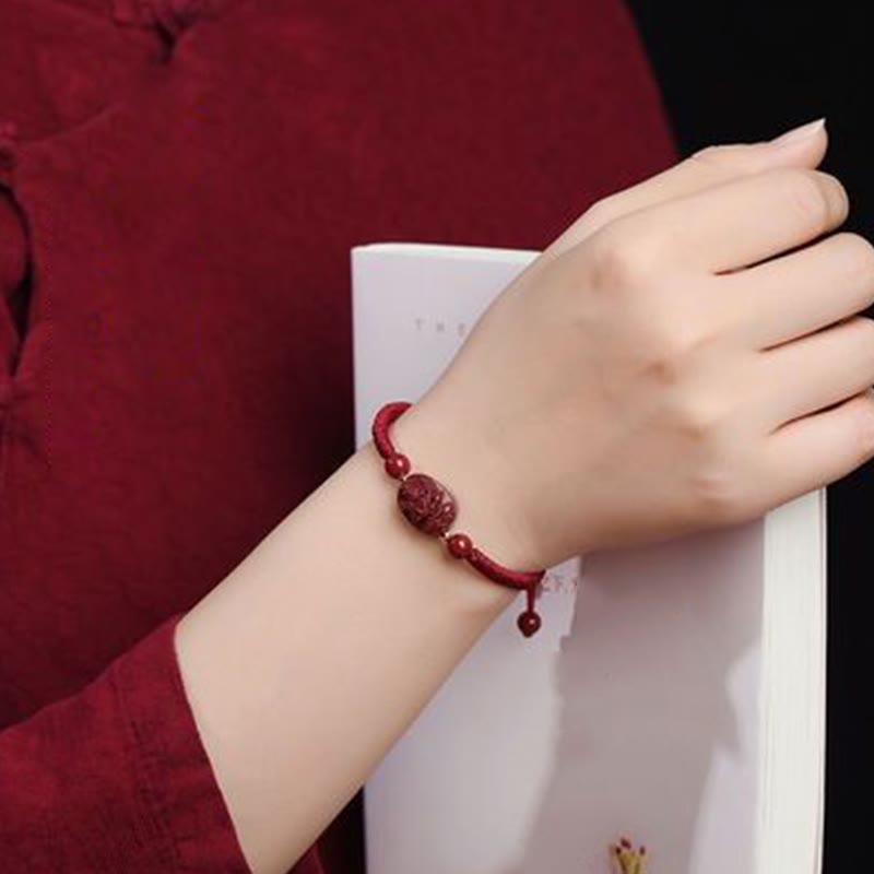 Chinese Zodiac Natal Buddha Cinnabar Keep Away Evil Spirits Rope Bracelet