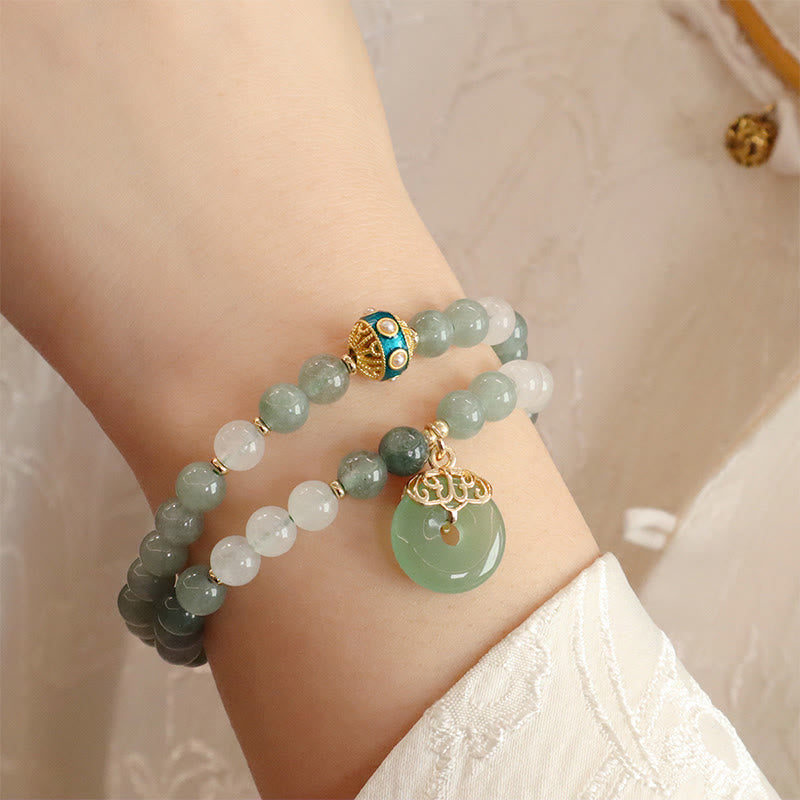 Single Double Layer Jade Peace Buckle Luck Bracelet