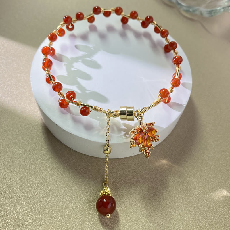 Red Maple Leaf Luck Charm Bracelet
