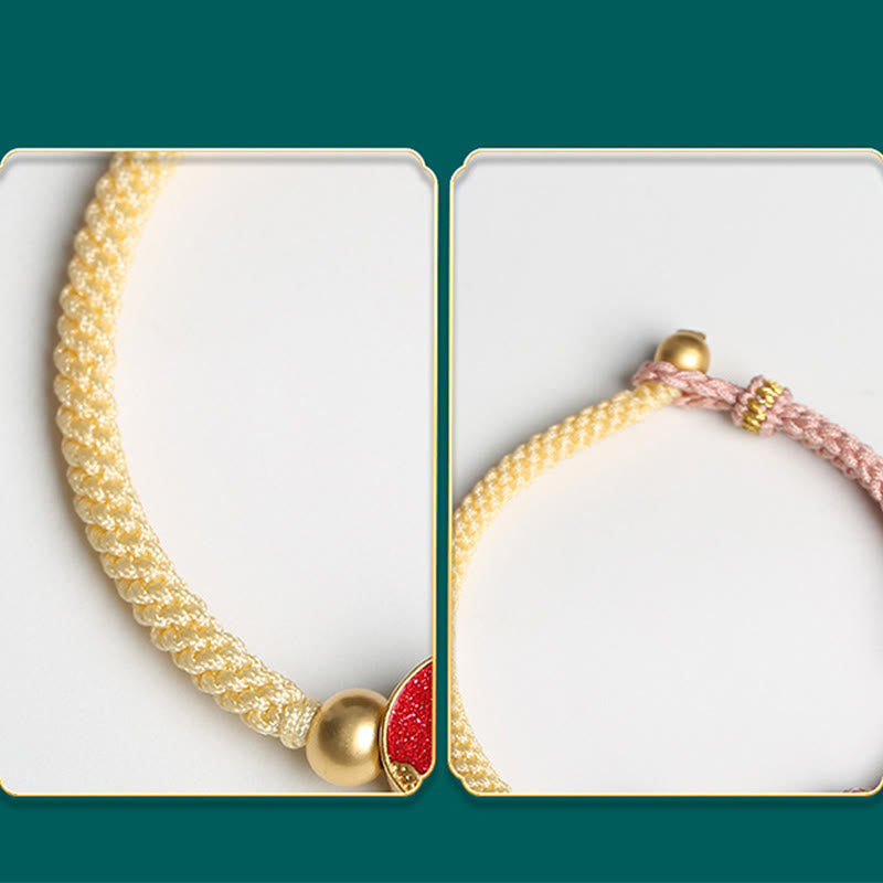 Handmade Mountain and Sea Engraved Luck Two-Color String Couple Bracelet