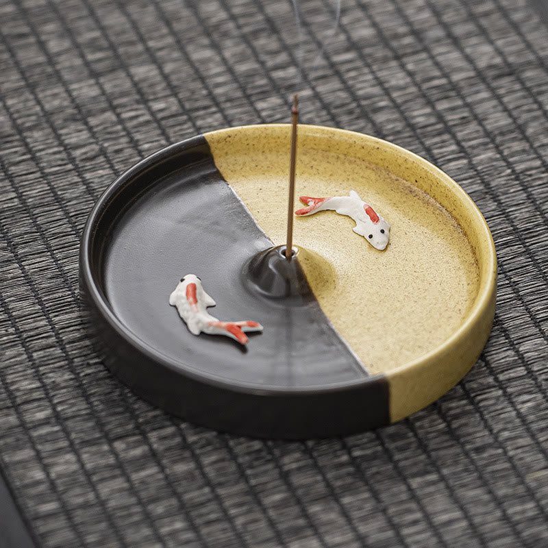 Hand-Painted Koi Fish Ceramic Stick Incense Burner